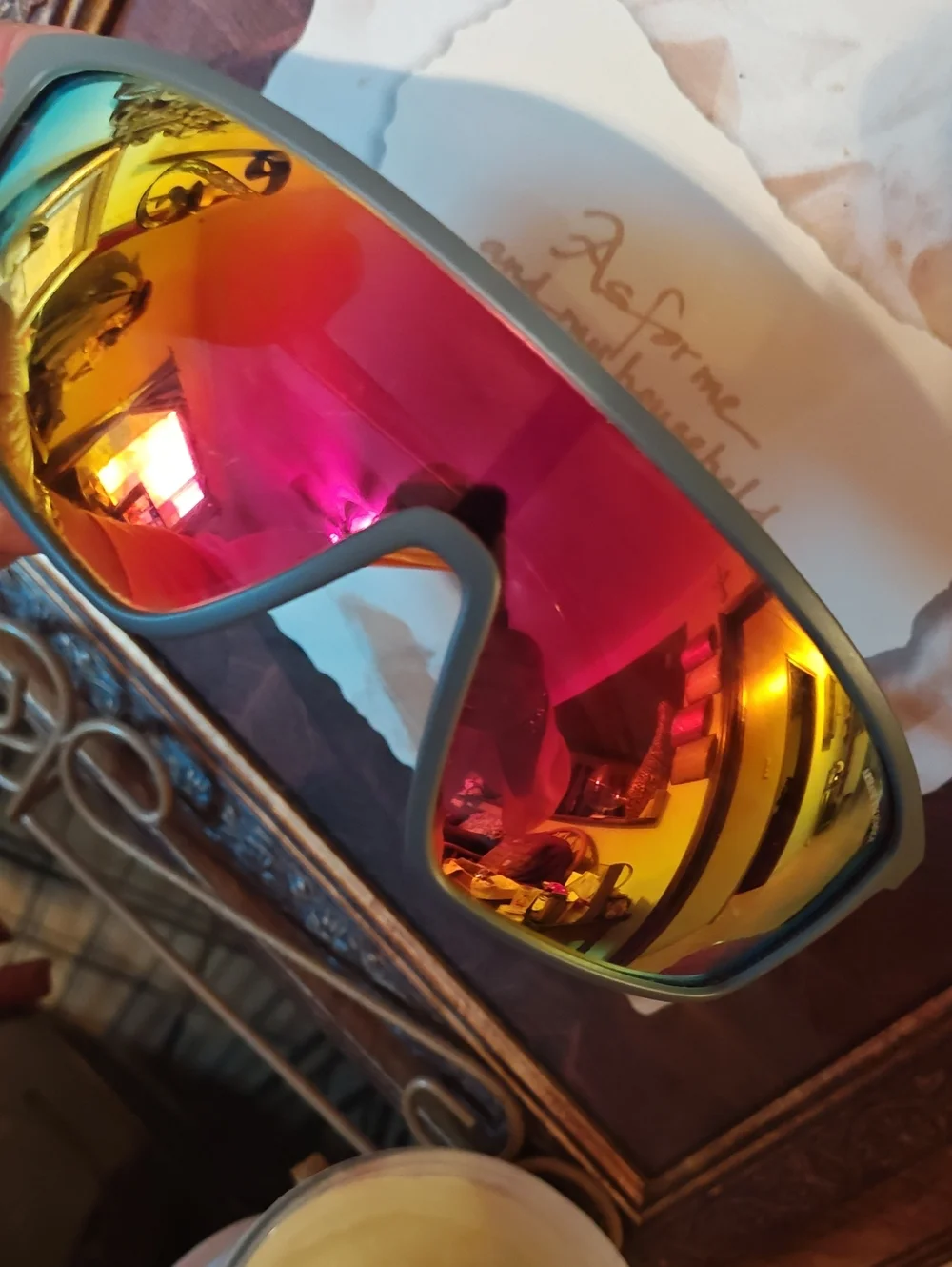 Armani Exchange Matte Gray Sport Sunglasses with Orange Mirror Lenses
